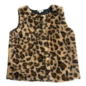 Kate Mack Girls Size 5 Leopard Print Faux Fur Vest With Lined Snaps